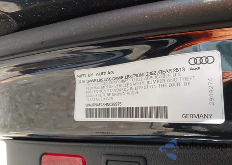 2017 Audi A4 2.0T Premium z USA, uszkodzony, nr VIN WAUFNAF48HN028975